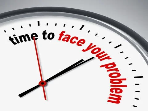 An image of a nice clock with time to face your problem Stock Illustration