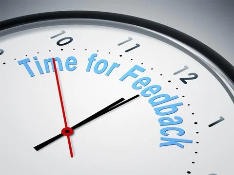 An image of a nice clock with time for feedback Stock Illustration