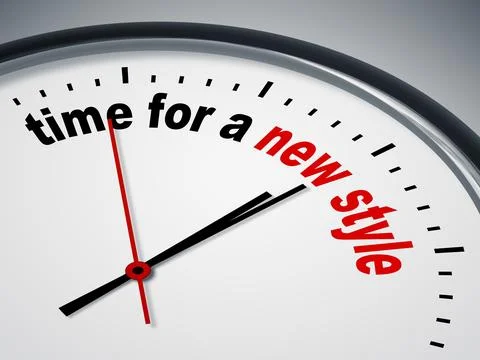 An image of a nice clock with time for a new style Stock Illustration