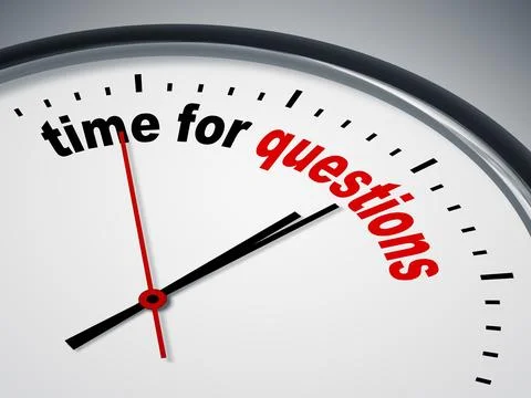 An image of a nice clock with time for questions Stock Illustration