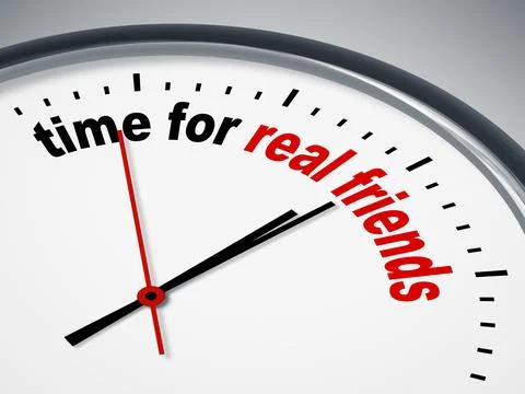 An image of a nice clock with time for real friends Stock Illustration