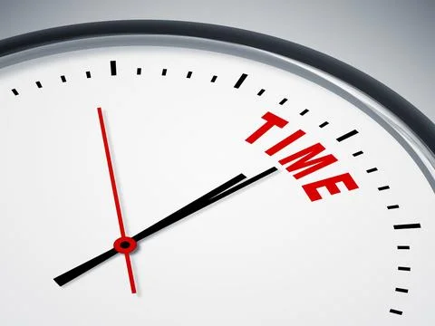 An image of a nice clock with time in red Stock Illustration