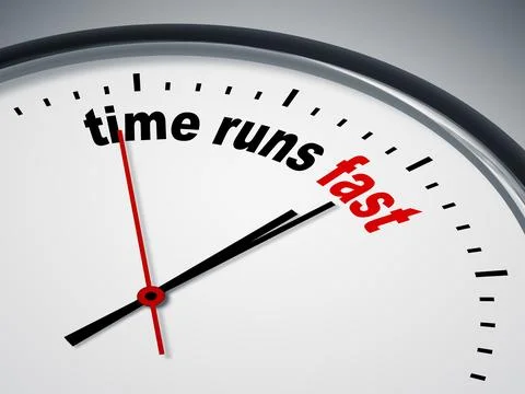 An image of a nice clock with time runs fast Stock Illustration