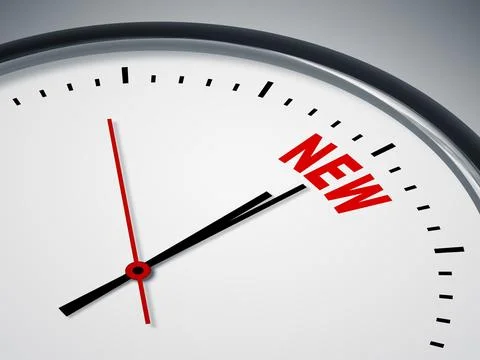 An image of a nice clock with the word NEW Stock Illustration