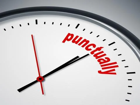 An image of a nice clock with the word punctually Stock Illustration