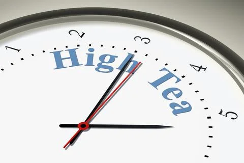 An image of a nice clock with the words high tea Stock Illustration