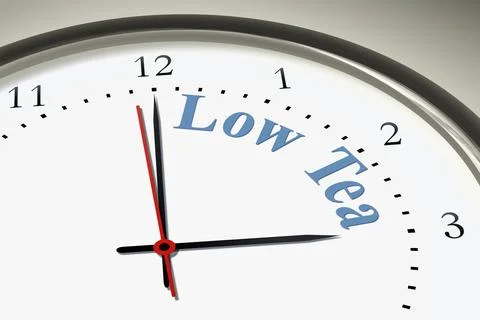 An image of a nice clock with the words low tea Stock Illustration