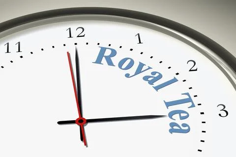 An image of a nice clock with the words royal tea Stock Illustration
