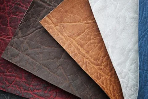 An image of a nice leather background. Cowhide texture. Stock Photos