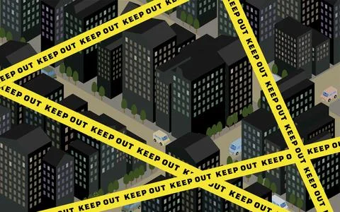 Image of night city with cordon Stock Illustration