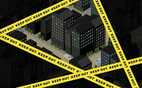 Image of night city with cordon Stock Illustration