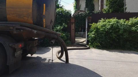 Image of the nodes of the pumping machine for pumping out the septic tank. Se Stock Photos