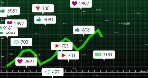 Image of notification bars over graphs and changing numbers against abstrac.. Stock Photos