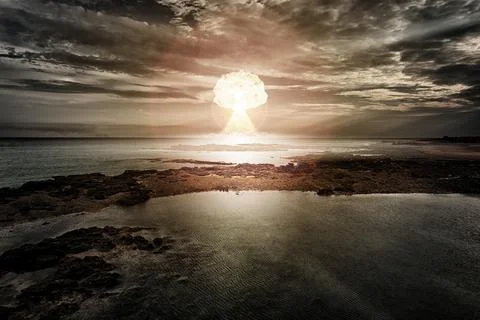 An image of a nuclear bomb explosion Stock Photos