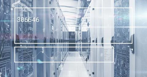Image of numbers and alphabets floating over interface with data processing Stock Photos