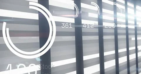 Image of numbers and data processing over computer servers Foto stock