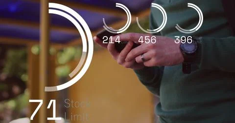Image of numbers and data processing over african american albino man using Stock Photos