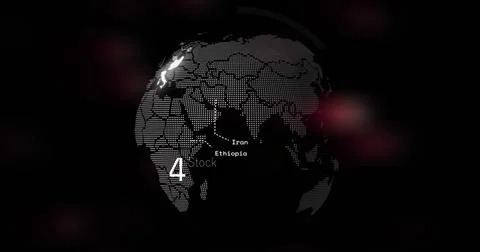 Image of numbers and data processing over globe and dark background Stock Photos