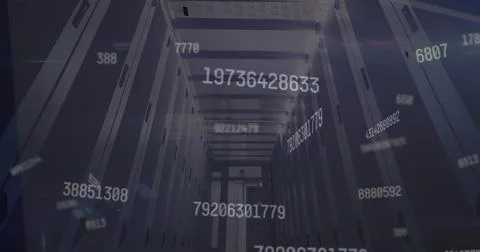 Image of numbers and data processing over computer servers Stock Photos