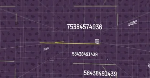 Image of numbers and data processing over dark background Stock Photos