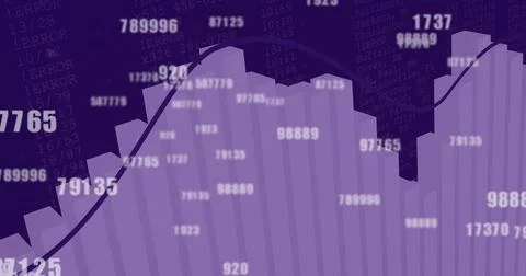 Image of numbers and digital data processing over computer servers Stock Photos
