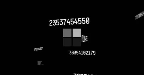 Image of numbers and loading squares data processing over black background Stock Photos
