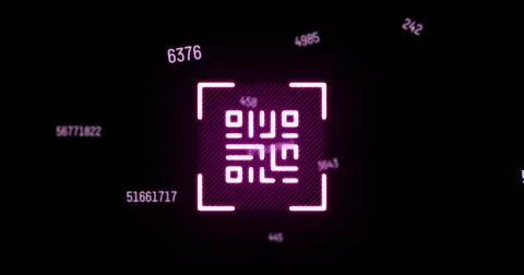 Image of numbers and qr code on black background Stock Photos