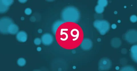 Image of numbers and spots over blue background Ilustração Stock