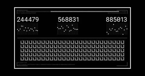 Image of numbers changing and data processing on computer screen over black Stock Illustration