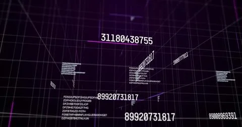 Image of numbers changing and data processing on black background Stock Illustration