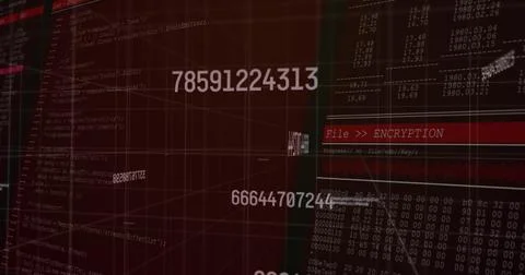 Image of numbers changing and data processing on screens over grid in background Stock Illustration