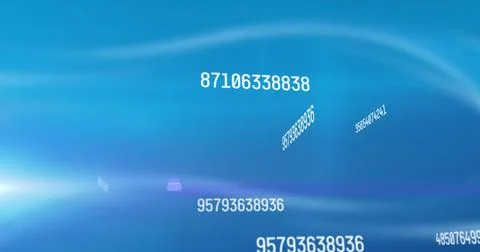 Image of numbers changing and data processing over glowing blue background イラスト素材