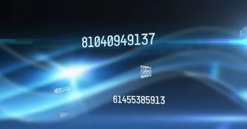 Image of numbers changing and data processing over glowing blue lines Stock Illustration