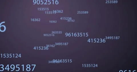 Image of numbers changing and floating over black background イラスト素材