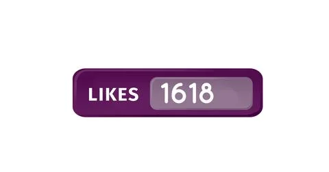 Image of numbers changing and likes text in purple banner on white background Foto stock