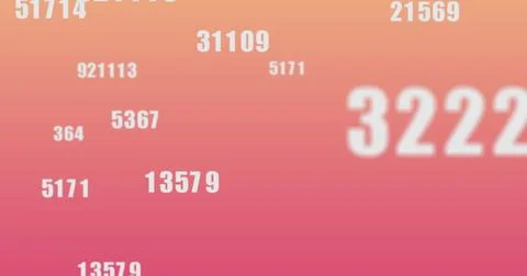 Image of numbers changing data processing on pink background Illustrazione stock