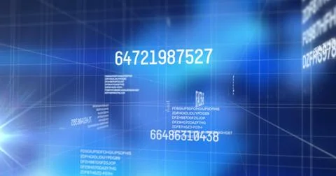 Image of numbers changing data processing against grid Stockillustratie