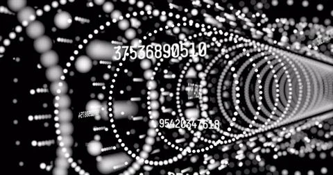 Image of numbers changing, data processing and networks of connections Foto stock