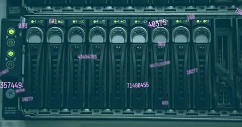 Image of numbers changing over computer server Stock-Illustration