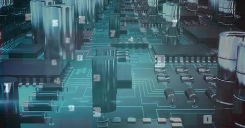 Image of numbers changing over computer processor イラスト素材