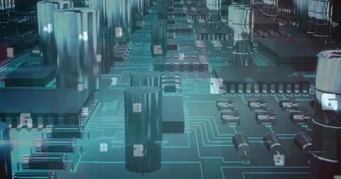 Image of numbers changing over computer processor イラスト素材