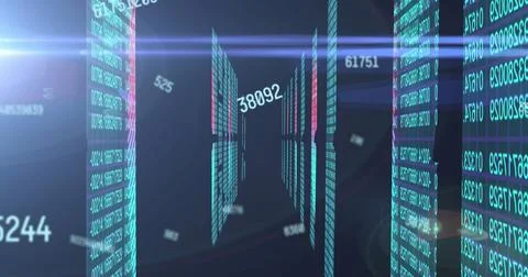 Image of numbers changing over data processing on computer servers Stock Photos