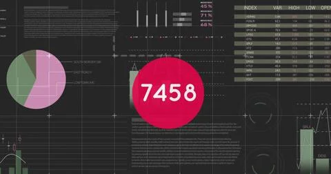 Image of numbers changing over statistics and data processing Stock Illustration