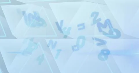 Image of numbers changing over white triangles Illustrazione stock