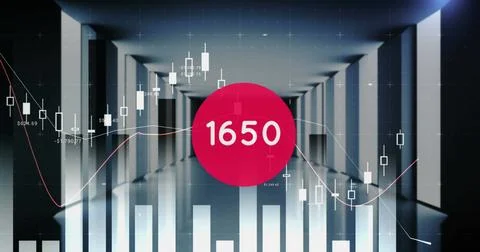 Image of numbers changing with statistics and financial data processing Foto stock