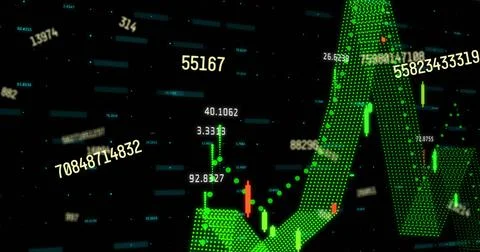 Image of numbers over financial data processing Stock Illustration