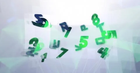 Image of numbers over network of connections on white background Stock Illustration