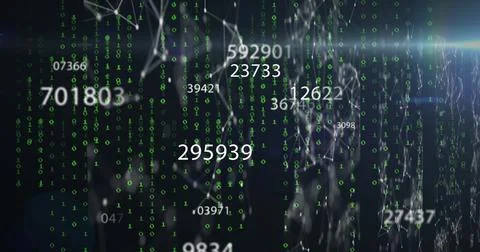 Image of numbers processing, binary coding and data processing イラスト素材