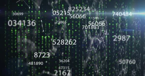 Image of numbers processing, binary coding and data processing 스톡 일러스트