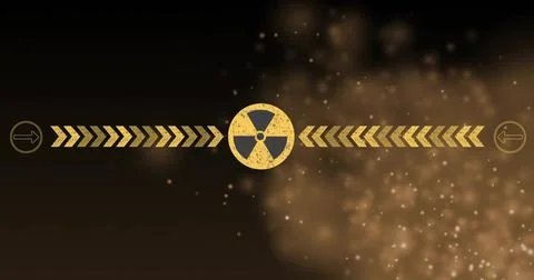 Image of nwarning sign and digital data processing over glowing spots and black Stock Illustration